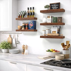 Sorbus Floating Shelves for Wall – 16 Inch Floating Shelf for Kitchen, Bedroom, Living Room, Bathroom, Home & Wall Decor - Mounted Bathroom Shelves with Invisible Brackets (Walnut, 4 Pack)