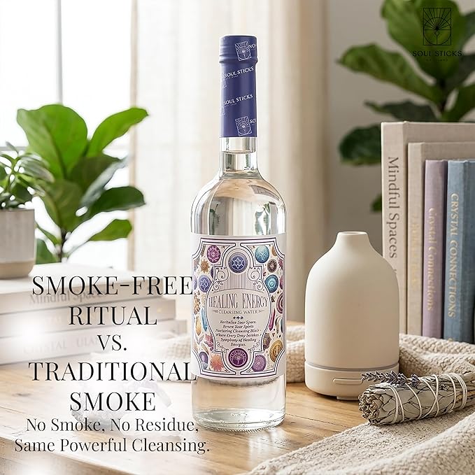 SOUL STICKS Cleansing Water 7.5 oz. Bottle for Rituals, Clearing Negative Energy and Purifying Home Spiritual Florida Water Area Deodorizer (Healing Energy)