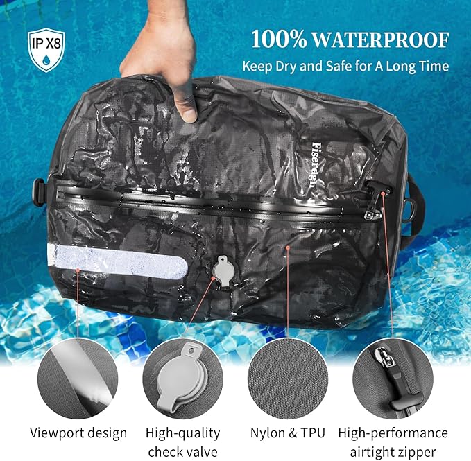 Vacuum Compression Bags for Travel with Electric Pump, Space Saver Vacuum Seal Bags for Clothing with IPX8 Waterproof Zipper, Reusable & No Odor for Suitcase and Backpack, Gray (2PC+Pump)