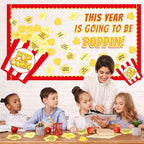 Popcorn Bulletin Board for Classroom Decorations Happy New Year Classroom Bulletin Board Set DIY Crafts Movie Themed Paper Cutouts for Students Wall Popcorn Holiday Celebration Party Supplies Decor
