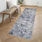 2.6'x10' Runner Rug Washable Rug: Modern Abstract Soft Thin Runner Rug Grey