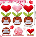 Wavwavw 3 Pack Teacher Appreciation Gift Positive Flower Handmade Crochet Doll Thank You for Helping Me Grow Gifts Back to School Gifts for Women Teacher(Heart)
