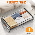 Under Bed Storage with Wheels 1Pack Underbed Storage with Clear Window&Label Under Bed Drawers Large Capacity Rolling Under Bed Storage for Clothes,Shoes, Blankets (Light Grey)