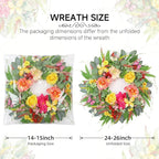 ChrisXiao Spring Wreaths for Front Door 24 Inch Artificial Butterfly Wreath with Butterfly, Peony, Dahlia,for Porch, Entryway, Mantel, Wall, Patio & Decor Year Round Indoor Outdoor for Summer Wreath
