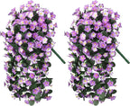 HyeFlora 2PCS Artificial Hanging Flowers for Outdoors Spring Decoration, Faux Daisy Plants Fake Silk Orchid Long Stems UV Resistant Mums for Home Garden Wall Party Indoor Outside Decor