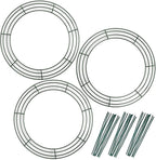 3-Pack 14 Inch Wire Wreath Frame – Round Metal Wreath Form with Ring Design for DIY Crafts, Floral Projects, and Home Decor – Dark Green Wire Frame for Christmas Holiday & Weddings