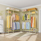 VIPEK V2 Heavy Duty Clothes Rack 4 Tiers Wire Shelving Garment Racks with 3 Hanging Rods Compact Freestanding Closet Metal Closet Rack, Max Load 700LBS, Gold