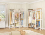 HOMIDEC Wardrobe Closet, 4 Hanging Spaces Portable Clothes Rack,Free Standing Closet Organizer and Storage System with Hanging Rods,Clothing Rack Suitable for Cloakroom,Bedroom,Entrances,etc.White