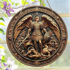 St. Michael San Miguel Arcangel Wall Pediments Home Decor Door Sign Plaques Hanging Pendant Decorations Batter Guard Angel Christian Religious Ornaments (A)
