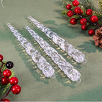 24pk Christmas Icicle Ornaments for Christmas Tree Decorations, Hanging Acrylic Crystal Christmas Ornaments 5.1" Clear Plastic Icicles for Xmas Tree Winter Wonderland Home Decor Holiday Party Supplies