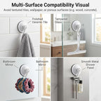 Strong Suction Cup Wreath Hanger for Front Glass Door - 20lb Duty Vacuum Hooks for Window & Bathroom - Damage-Free, Reusable Outdoor Christmas Wreath Holder for Holiday Decor, 2-Pack (White)