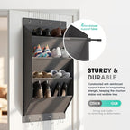 WVM Over The Door Shoe Organizer with Large Deep Pockets, Hanging Closet Shoe Rack for Large Shoes, Boots, Multifunctional Entryway Door Hanger with Hooks