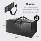 Heavy Duty Extra Large Moving Bags W/Backpack Straps - Strong Handles & Zippers, Storage Totes For Space Saving, Fold Flat, Alternative to Moving Box and Storage Bin (Set of 6, Black)