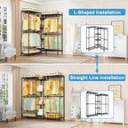 Ulif E4 Clothes Rack, Heavy-Duty Garment Rack, Metal Freestanding Clothing Organization Storage System Can Be L-Shaped with Shelves and Hangers, Max Load 962lbs, 71.6" W x 14.5" D x 79.3" H, Black
