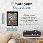 Creative Picture Frames 10.5 x 13.12 Magazine Frame with Full-Strength Glass, Holds Up To A 1/4" Thick Media with Installed Hangers for Easy Mounting, 12x14 Manhattan Black Frame with Black Mat
