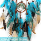 MOONFLY Dream Catcher Handmade Traditional Feather Dreamcatcher Hanging Home Wall Decoration Craft Ornament for Home, Bedroom, Kids, Boys Native American Style Décor (Green Life Tree)