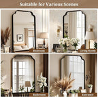 30X48 Inch Black Bathroom Mirror for Wall, Modern Rounded Corner Rectangle Mirror with Non-Rusting Iron Metal Framed Bathroom Vanity Mirror for Over Sink Wall Decor