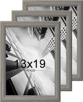 KTKDE 13x19 Picture Frame Set of 3,Grey Wooden frames, Vertical & Horizontal Wall Hanging for Wall Display,Studio Gallery Photo Frame for Photos, Posters & Art Prints