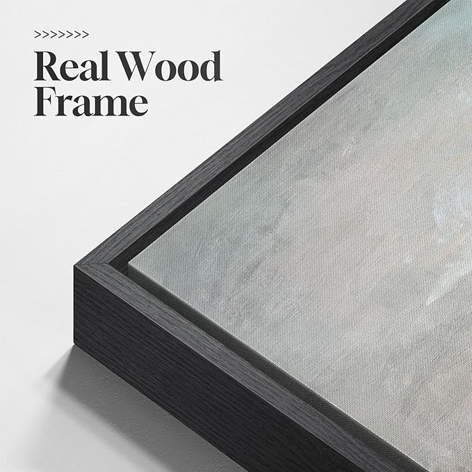 Framed Abstract Lake Landscape Wall Art, Modern Neutral Canvas Prints Artwork for Walls, Minimalist Rustic Square Pictures for Living Room Bedroom Dining Room Hallway Office Wall Decor, 30x30 In