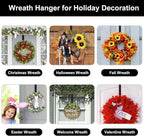 HEYHOUSE Wreath Hanger,Easter Decorations Adjustable Wreath Hanger for Front Door Decor from 14.9-25",Over The Door Hooks Organizer 20 lbs Larger Wreaths Hangers Christmas Wreaths Decorations Hook