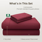 California Design Den Full Size Bed Sheets Set - Luxury 600 Thread Count Sheets, 100% Cotton Sateen, Deep Pocket Bed Sheets Full Size Set, Hotel Quality Sheets - Brick Red