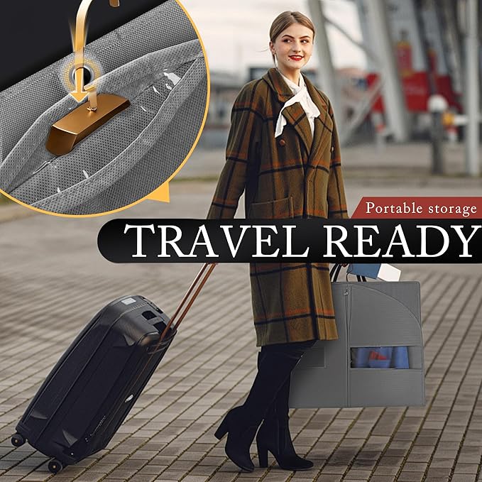 5 Pack 40-inch Suit Bag Garment Bag for Travel and Storage, Garment Bags for Hanging Clothes with Zipper and Visible Transparent Window, Gray