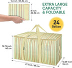 BALEINE 4-Pack Oversized Moving Bags with Reinforced Handles, Heavy-Duty Storage Tote for Clothes, Moving Supplies (Color Strip, 4-Pack)