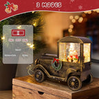 Christmas Snow Globe Lantern Truck Water Glittering Globe with Snowman 8 Music Songs Christmas Snow Globes USB & Battery Operated for Christmas Festival Decorations Gifts (Truck-Snowman)