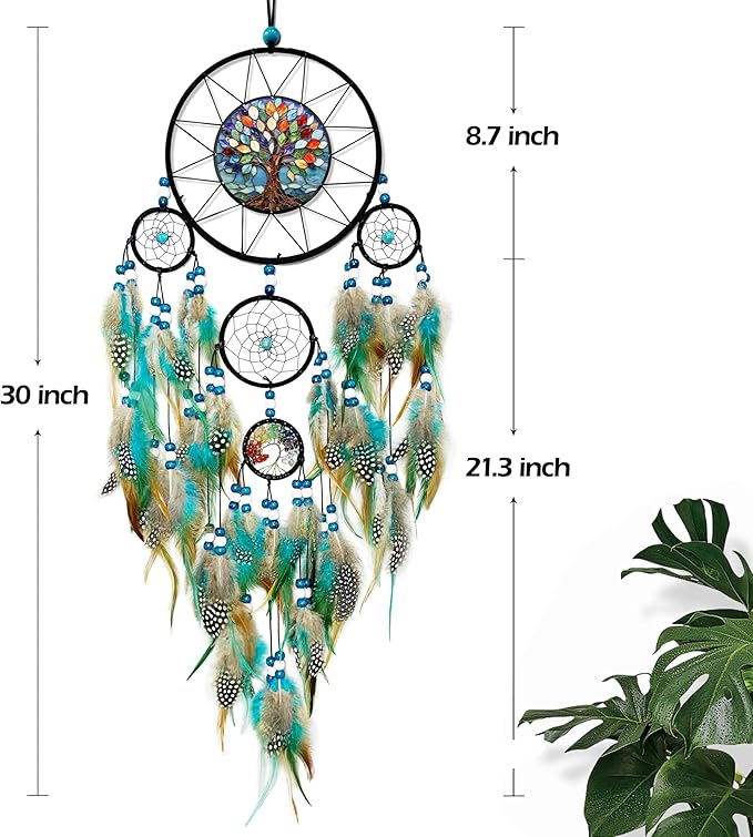 Large Dream Catchers for Girls Room Decor Adult Boho Suncatcher Dream Catcher Wall Decor Tree of Life Hanging Ornament for Living Room Dorm Decor Hippie Gifts