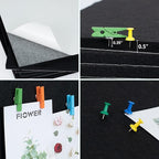 AKTOP Cork Board Bulletin Board 12x12, 1/2" Thick Felt Cork Board Tiles 6 Pack, Small Square Pin Board for Wall, Self Adhesive Corkboards with 60 Push Pin Wood Clips for School, Home & Office, Black