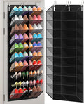30 Pairs Over the Door Shoe Organizer, Breathable Mesh Pocket Hanging Shoe Storage for Closet, 10-Tier Door Shoes Rack, Handing Shoes Holder Fit All the Family's Sneakers, Boots, Heels, Black