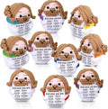Marsui 10 Pcs 5 Pcs Crochet Dolls Christian Positive Gifts for Women Mini Jesus Figures with Positive Card Handmade Religious Crochet Plush Doll for Church Sunday School Motivational Gift (Multicolor)