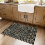 Floral Entryway Rug, 2x3 Kitchen Rugs Non Slip Washable Traditional Design Vintage Floral, Soft Door Mat Indoor Entrance, Ultra-Thin Easy Clean Small Throw Carpet for Bedroom Bathroom