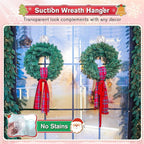 VIS'V Wreath Hanger, Large Suction Cup Wreath Hooks with Wipes, Heavy Duty, 22 LB Capacity, Removable and Reusable, Clear, 8 Pcs