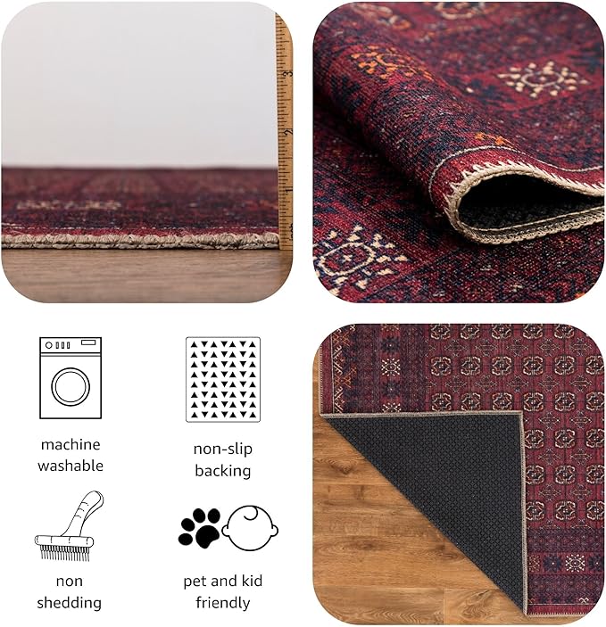 Keen Home Design 3x5 Rug - Machine Washable Entry Rug with Non-Slip Backing, Ideal for Enteryway, Kitchen, Bathroom, Laundry Room - Vintage, Easy Clean, Durable, Low Pile Rug - (3' x 5')