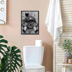 Funny Wall Art Set of 2 - Black Floating Frame Black and White Vintage Humor Bathroom Wall Decor, Dumb And Dumber Movie Posters Art, Bathroom Decor Canvas Wall Art 12x16 in