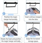 Mr. Pen- Space Saving Hangers for Clothes, 16 pcs, Black, Plastic Multi Clothes Hangers Space Saving, 5 Slots, 360° Rotating Hooks (Pack of 2)