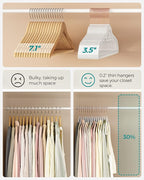 SONGMICS Velvet Hangers, Set of 50 Clothes Hanger with Rose Gold Swivel Hook, Non-Slip, and Space-Saving, 0.2-Inch Thick, 17.1-Inch Long for Coat, Shirt, Dress, Pants, Tie, Cloud White UCRF021W02