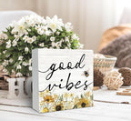 SRADMO Inspirational Bee and Sunflower Decor Wood Box Sign Desk Decor, Summer Rustic Wooden Block Box Sign Decoration For Home Office Shelf Table Decorative Accessories