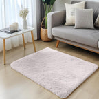 OLANLY 3x3 Machine Washable Small Bedside Rug, Soft Fluffy Shaggy Entryway Throw Rugs for Bedroom, Living Room, Indoor Floor Carpet for Kids Girls and Boys, Nursery Rooms, Home Decor Aesthetic, White