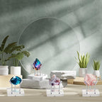 Weysat 4 Pack Clear Acrylic Display Stand, Metal 3 Peg Rock Display Easel Stands for Fossil Coral Crystal Geodes Rock Mineral Agate Small Collectibles Acrylic Holder