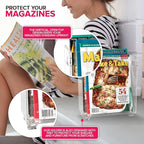 Stock Your Home Acrylic Magazine Holder (3 Pack), Crystal Clear Shatterproof Organizer with Open Top – Space-Saving Display for Office, Reception, Desk, and Waiting Room
