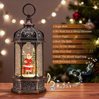Large Snow Globe,Santa Claus Christmas Decorations Lantern,Musical Reindeer Snow Globes, 6-Hour Timer Battery & USB-Powered， for Kids, Women, Adults, Gift, Home Decor