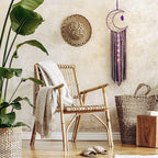 Witchy Crescent Moon Dream Catcher with Purple Agate, Witch Pagan Woven Wall Hanging Dreamcatcher with Light, Gothic Wiccan Hippie Decor with Ornament Decoration Women Gift for Bedroom Christmas