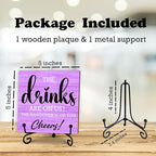 Bar Decor Signs For Home Bar - Drinks - Table Desk Shelf Decorations 5" Wood Plaque With Stand For Home Coffeebar Set Accessories(Purple)- E02