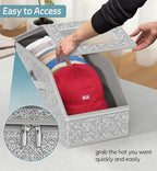 AOODA Stackable Hat Storage for Baseball Caps, Holds up to 12 Caps Hat Organizer for Closet, Sturdy Hat Boxes for Men with Cardboard, Grey