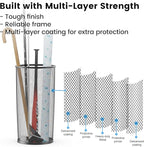19.5" H Mesh Umbrella Stand - Ventilated Mesh Umbrella Holder for Entryway - Extra Capacity Storage for Umbrellas Canes & More - Freestanding Indoor Organizer 10.4" L x 10.4" W x 19.5" H - 3P Black