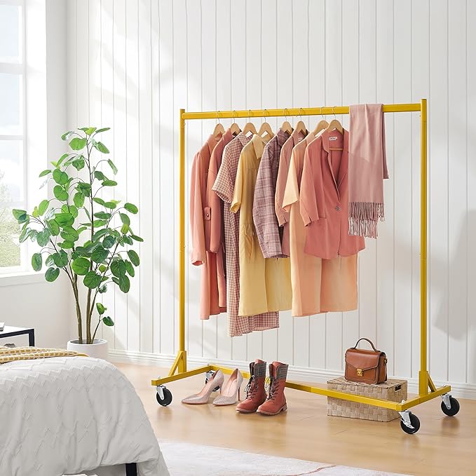 Hoctieon Z Rack, Rolling Clothes Racks with Z-Base, Heavy Duty Garment Rack, Clothing Racks for Hanging Clothes, Sturdy Metal Hanging Holder, Clothes Organizer Rack, Gold