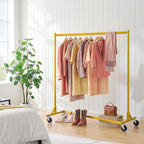 Hoctieon Z Rack, Rolling Clothes Racks with Z-Base, Heavy Duty Garment Rack, Clothing Racks for Hanging Clothes, Sturdy Metal Hanging Holder, Clothes Organizer Rack, Gold