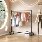 Hoctieon Z Rack, Rolling Clothes Racks with Z-Base, Heavy Duty Garment Rack, Clothing Racks for Hanging Clothes, Sturdy Metal Hanging Holder, Clothes Organizer Rack, Black